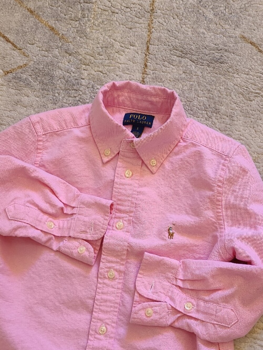 Polo Ralph Lauren Boys Size 5 Pink Oxford Shirt Multicolor Pony Button Down EUC